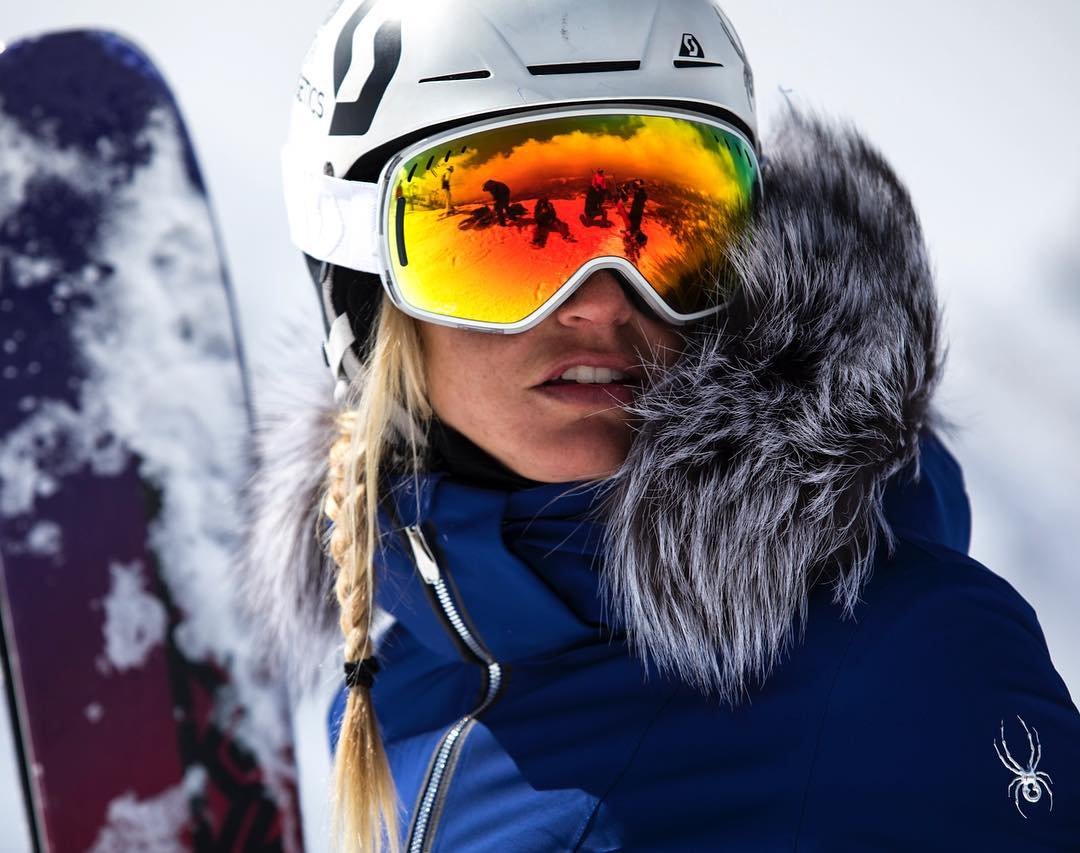 Professional skier Amie Engerbretson in the Chugach Mountains, Alaska