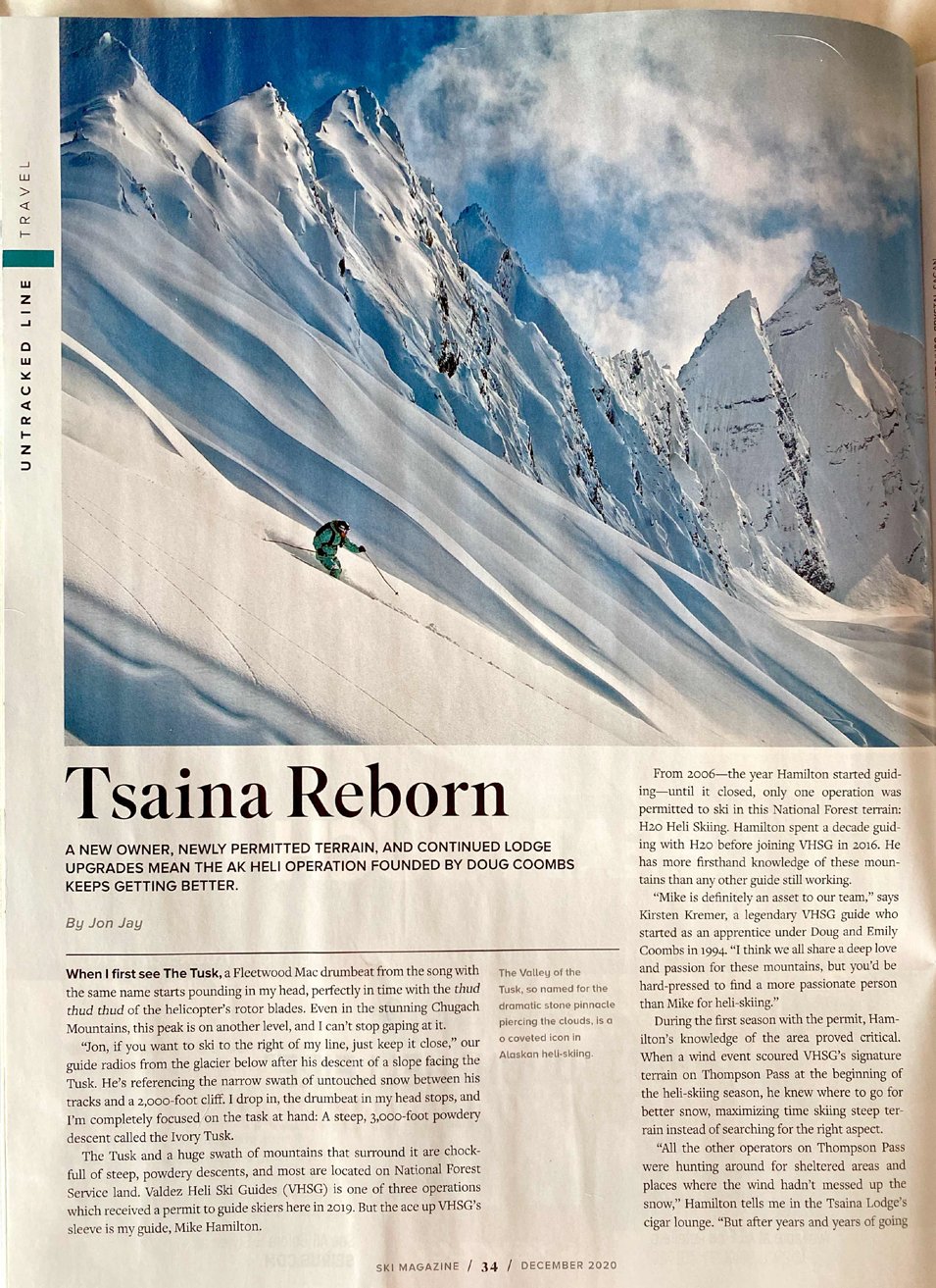 SKI Magazine December 2020 - Tsaina Reborn by Jon Jay, page 1