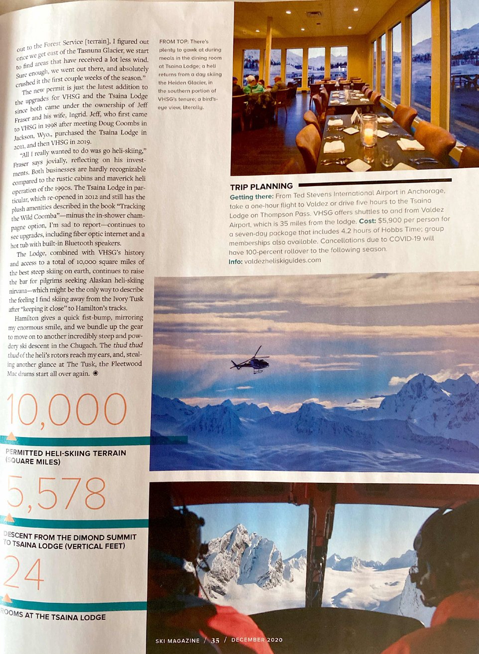 SKI Magazine December 2020 - Tsaina Reborn by Jon Jay, page 2
