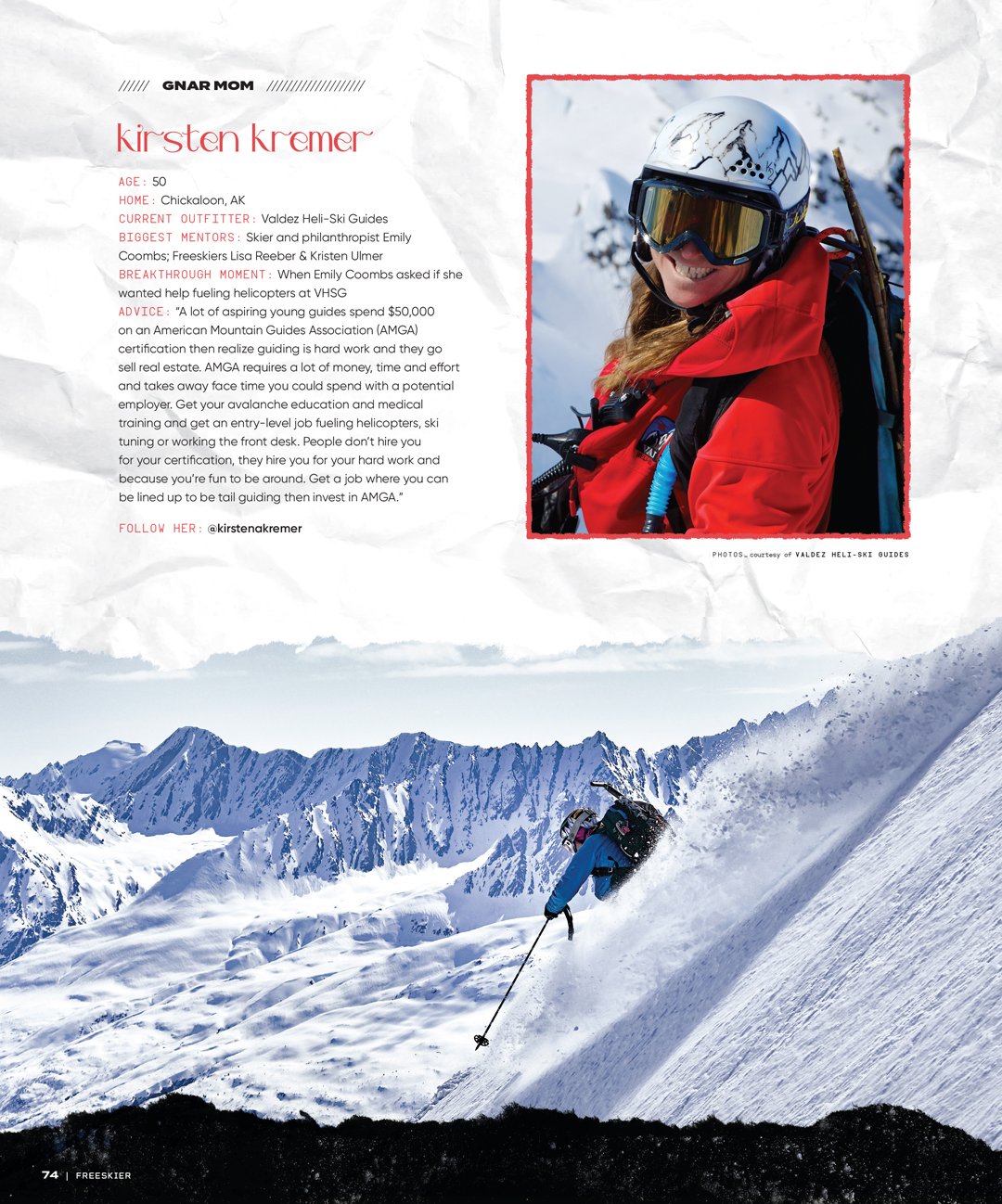 Kirsten Kremer profile in Freeskier Magazine
