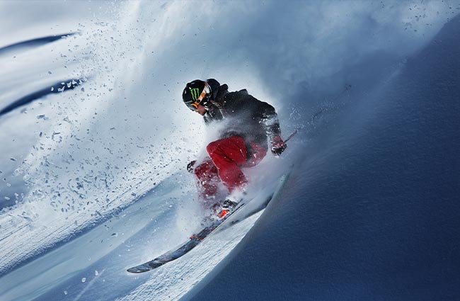 A long, sustained powder descent in the Chugach Mountains, Alaska