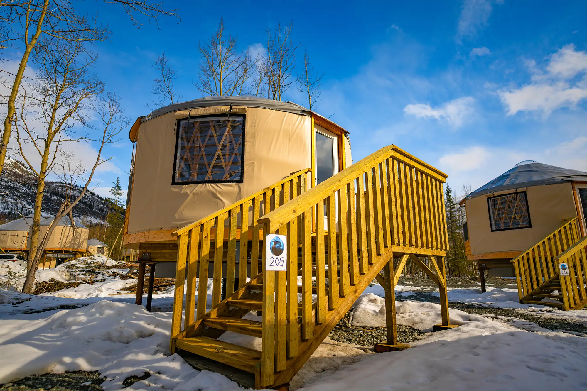 A private guest yurt at the Alaska Rendezvous Lodge