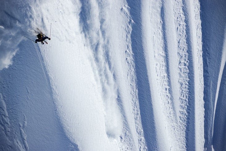 Jeremy Nobis descending a fluted spine near Haines, Alaska, 2002